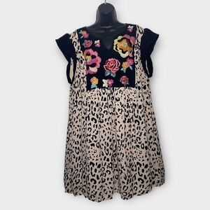 Savanna Jane Leopard Floral Embroidered Shift Dress Size 2X Style# P94192-CS